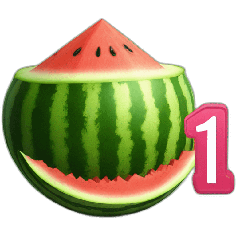 a watermelon with a Trackhouse Racing number 1 behind it emoji