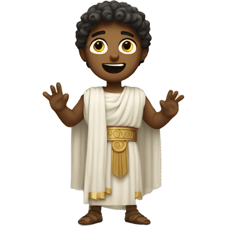 white boy in a Ancient Greek costume singing, on stage  emoji