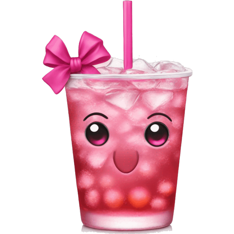 shirley temple drink with pink bow emoji