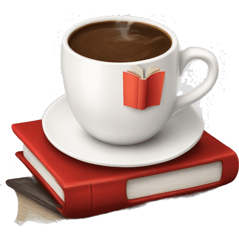 coffe and books red and White ￼ emoji