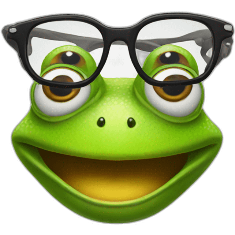 surprised frog face with glasses emoji