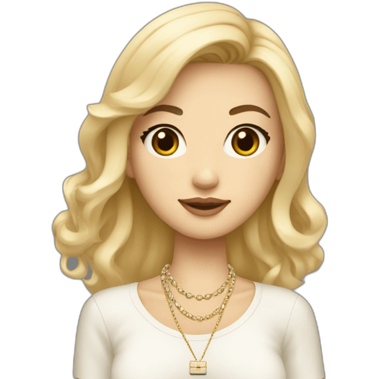 Blonde Asian girl with Birkin bag and Chanel necklace emoji