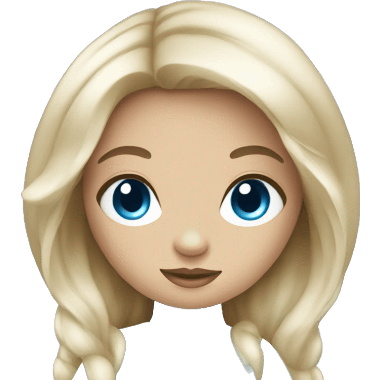 Doll with black long hair and blue eyes emoji