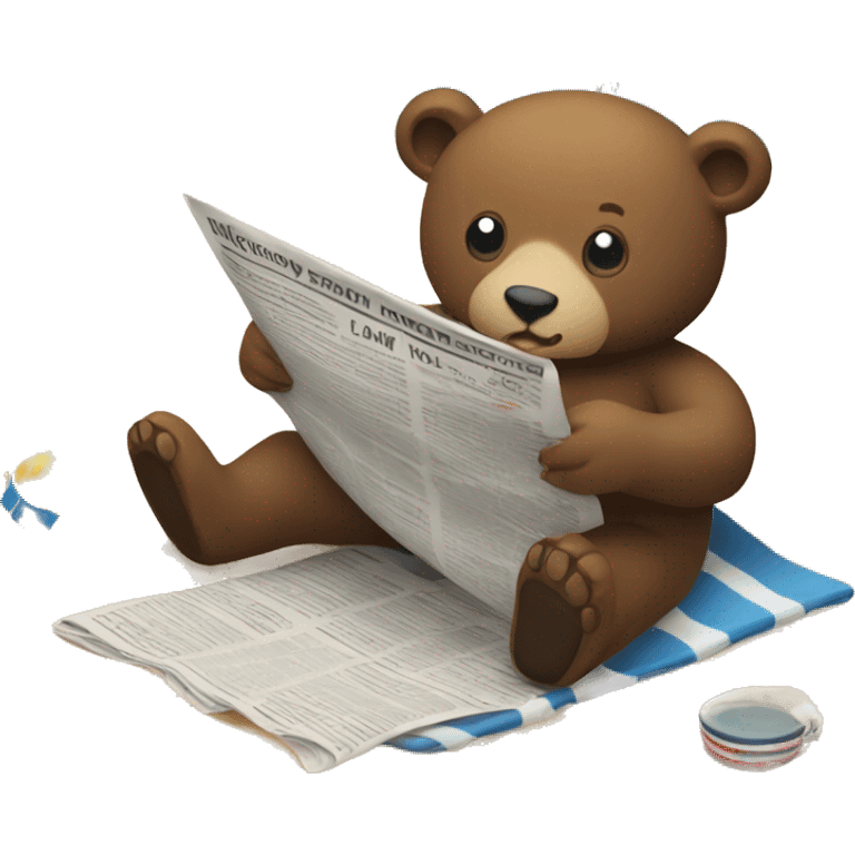 bear reading newspaper laying on the beach emoji