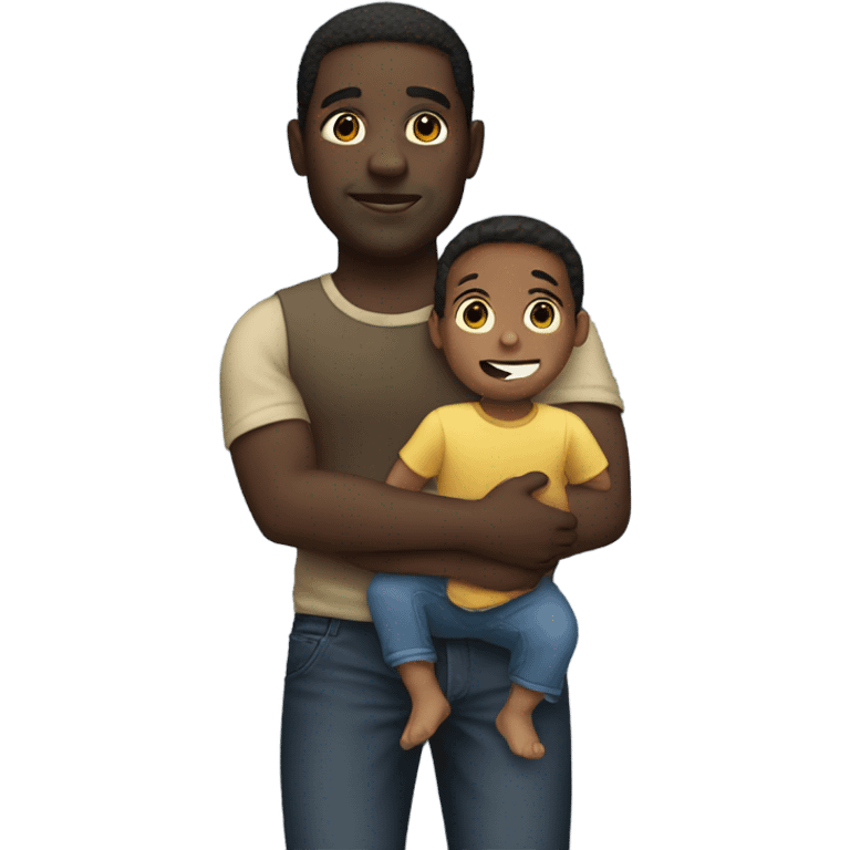 Big black guy holding a small kid emoji