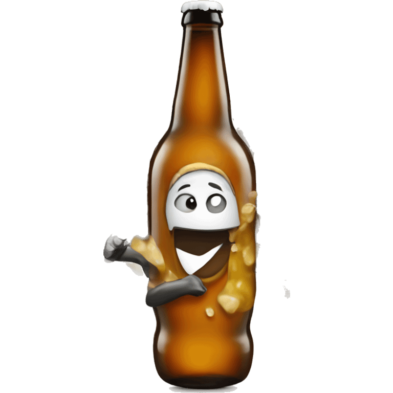 A beer bottle dancing emoji