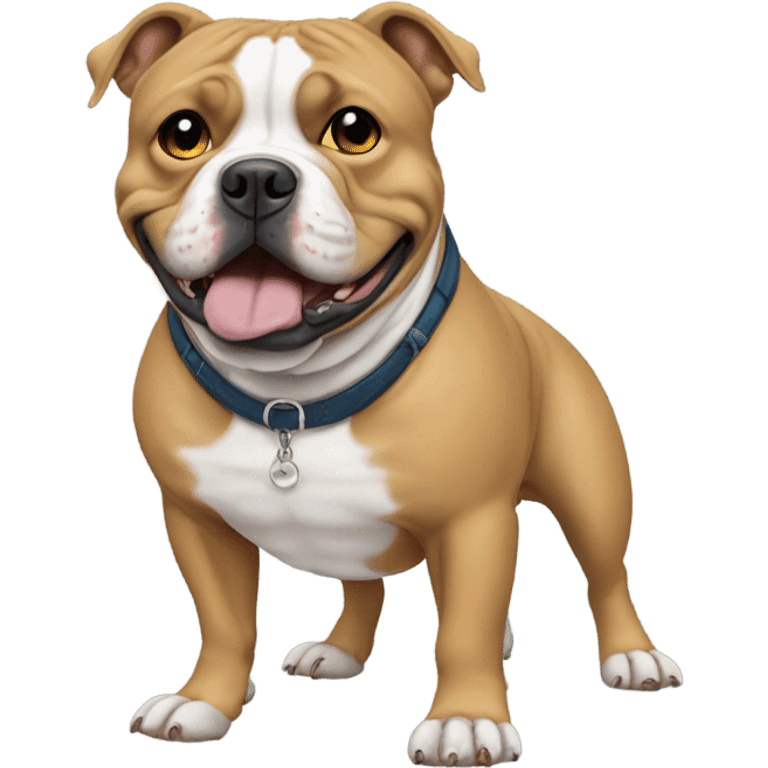 An American bully whiting wearing singlases  emoji