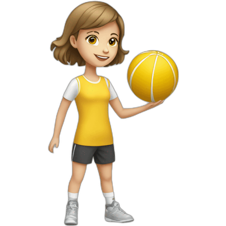 a white young girl with a ball in full growth emoji