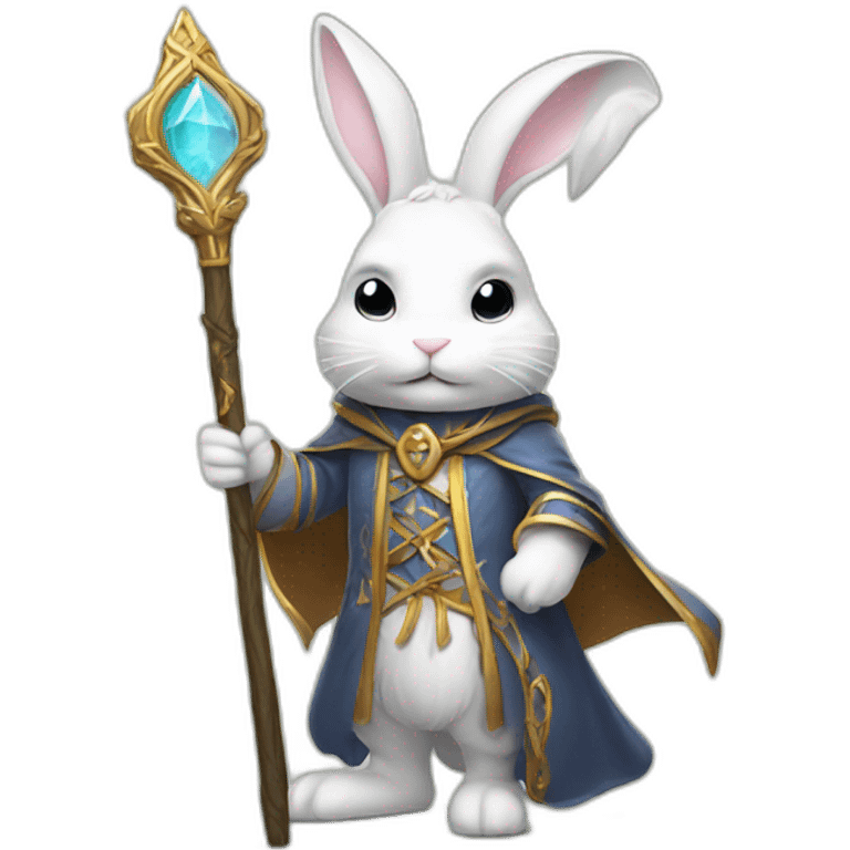 White Wizard bunny with staff emoji