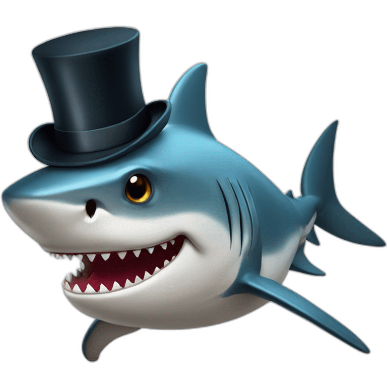 Shark with a top hat emoji