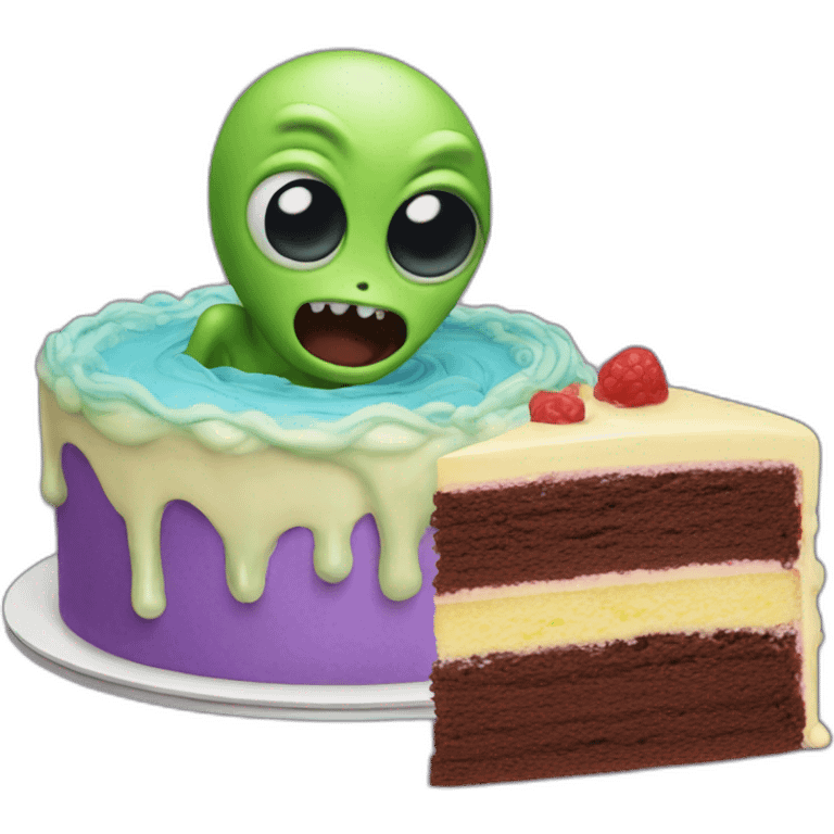 alien breaking out of a cake emoji