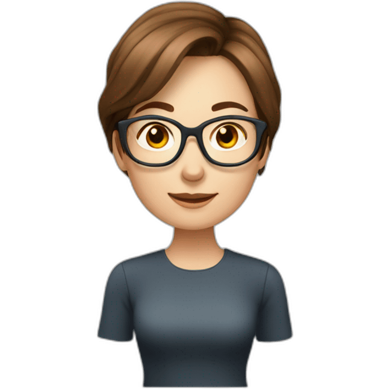 Language teacher, a woman, Czech with glasess and sport Brown hair emoji