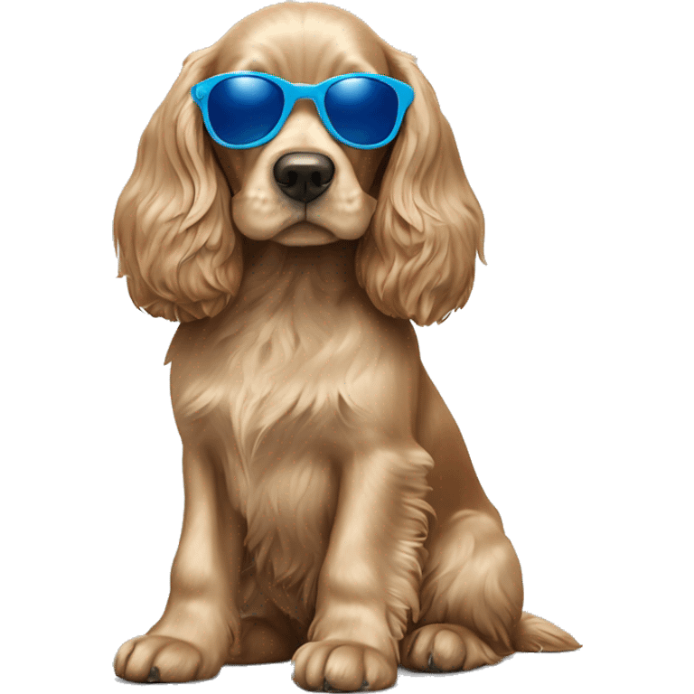 Cocker spaniel with blue sunglasses emoji