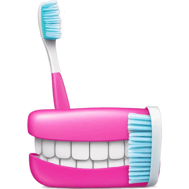 Pink toothbrush and toothpaste  emoji