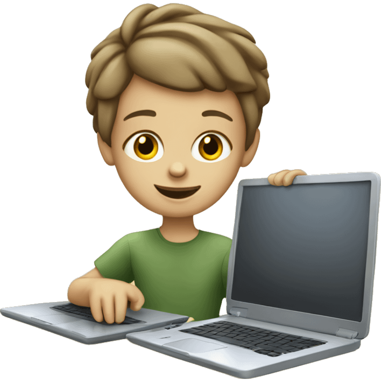 caucasian child & laptop emoji