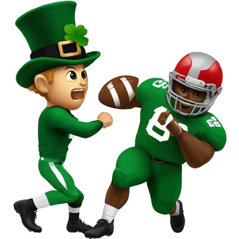 Leprechaun punching an Ohio state football player emoji