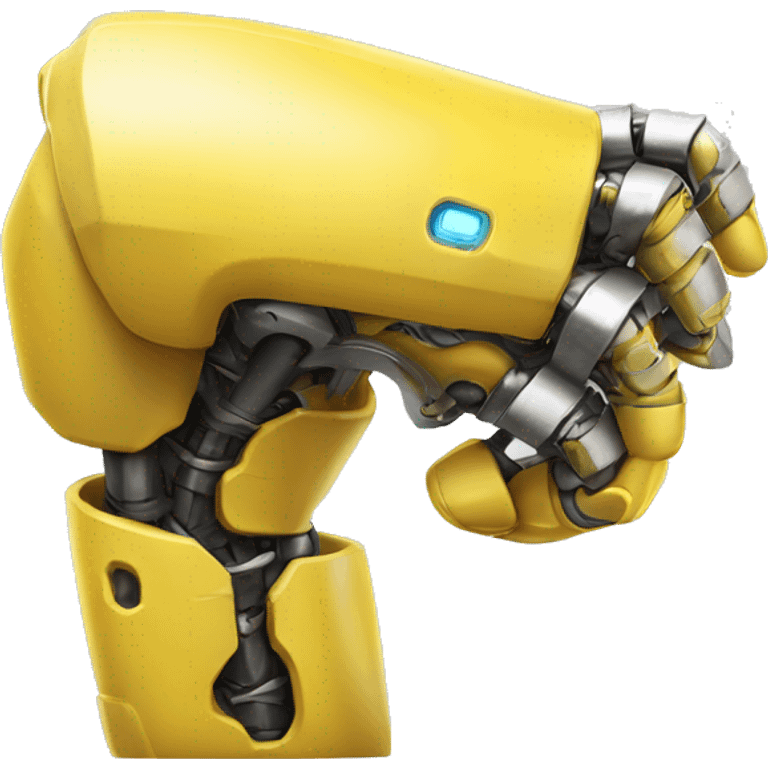 Yellow mechanical cyborg bicep that’s flexing emoji