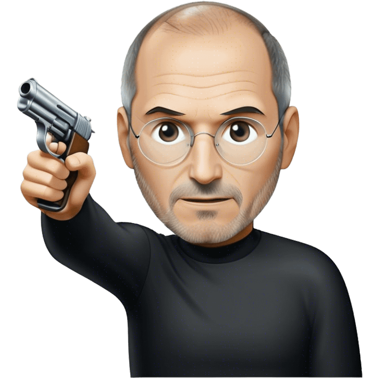 Steve Jobs pointing a gun emoji