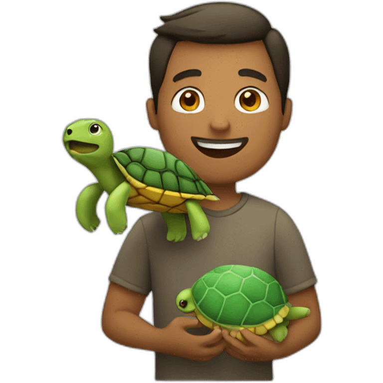 Man holding a turtle emoji