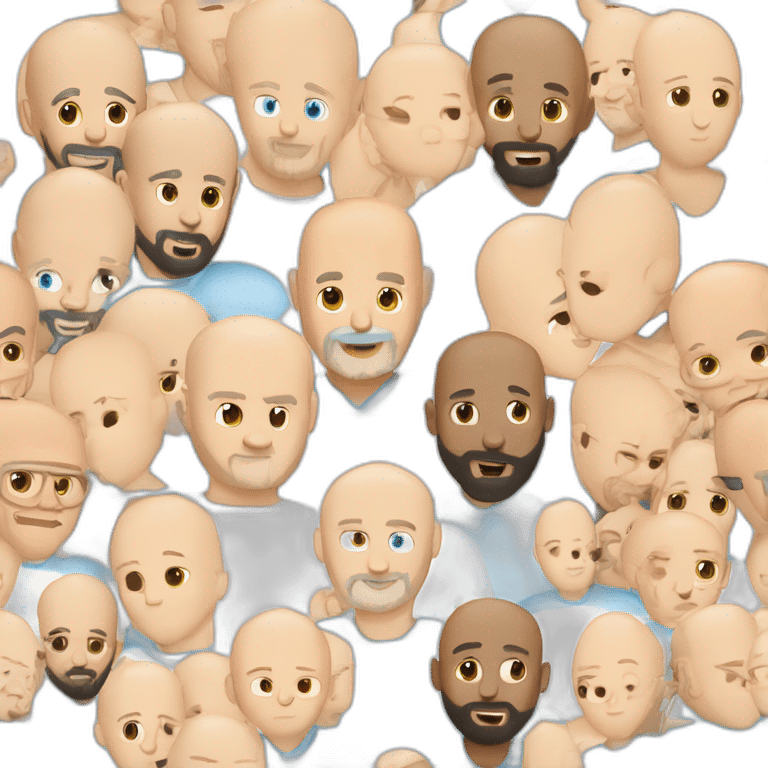 Tall Hungarian 50s blond blue eyes bald bearded man hugs African bald  bearded 50s man emoji