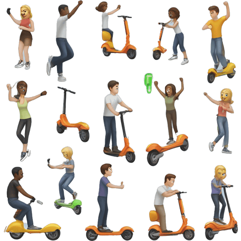 A couple throwing Electric Scooter  emoji