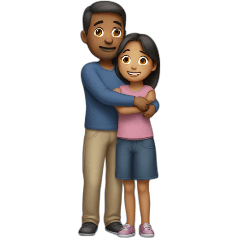 A girl hugs her parents emoji