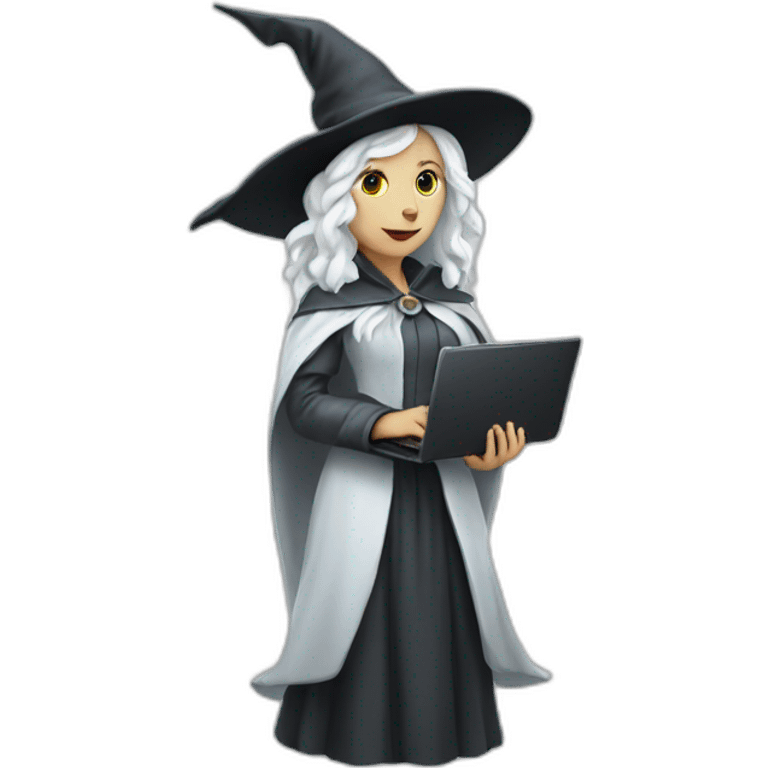 White Witch holding laptop emoji