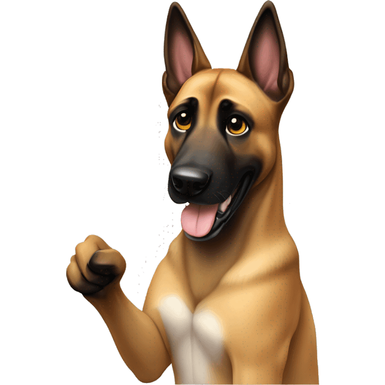 malinois say hello with hand emoji