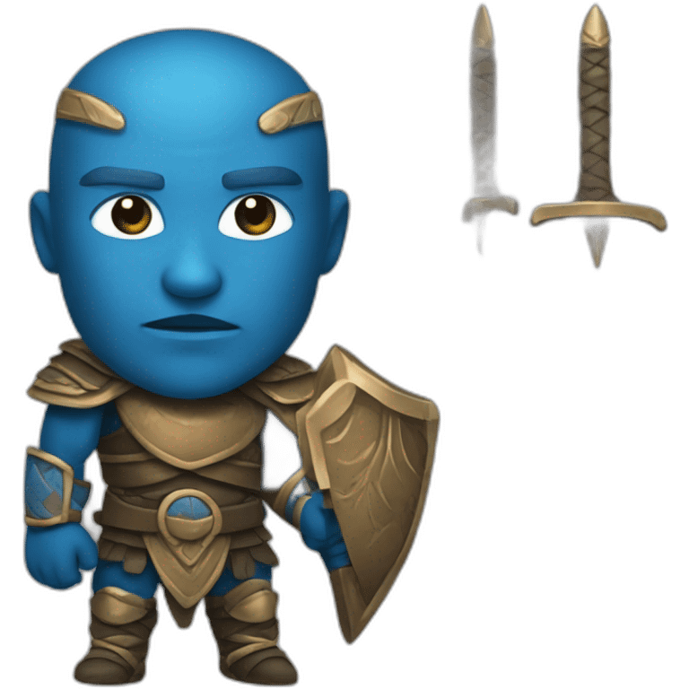 A blue skinned bronce age warrior emoji