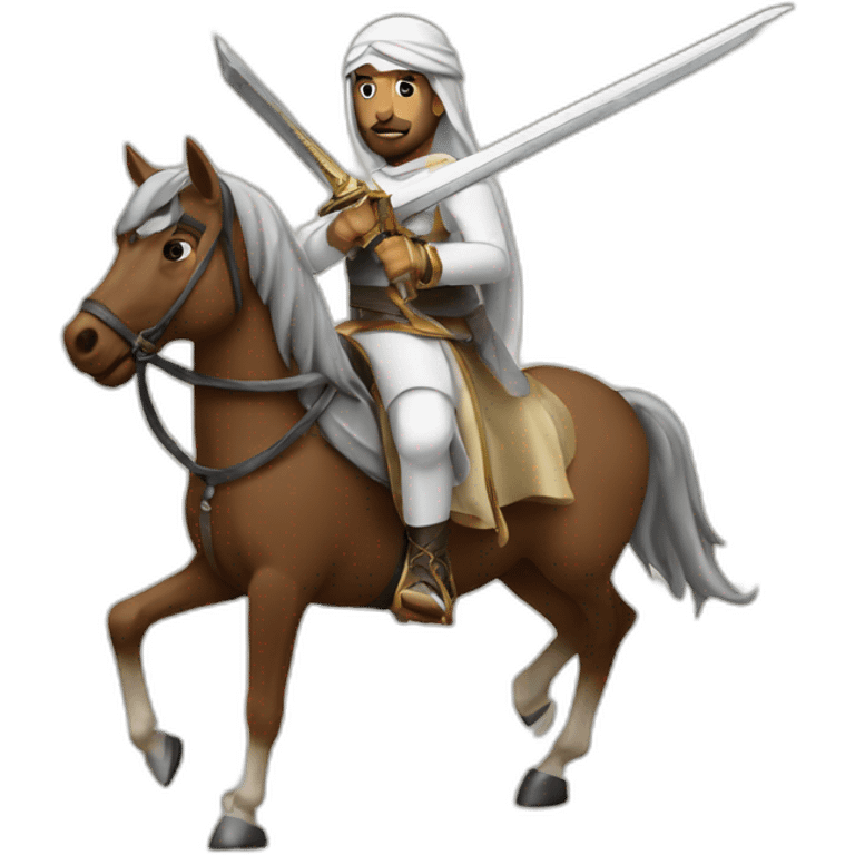 Arabian man with a sword on a horse emoji