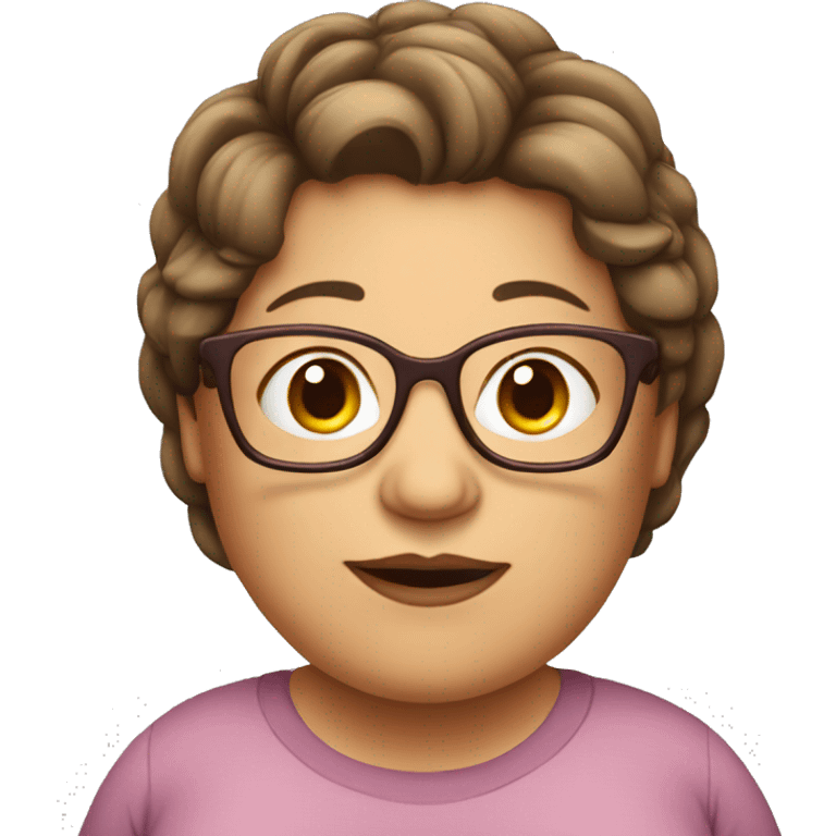 Very fat older female, glasses, brown streaked hair emoji