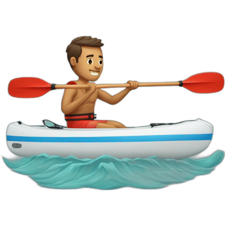 Strong man kayaking on water emoji