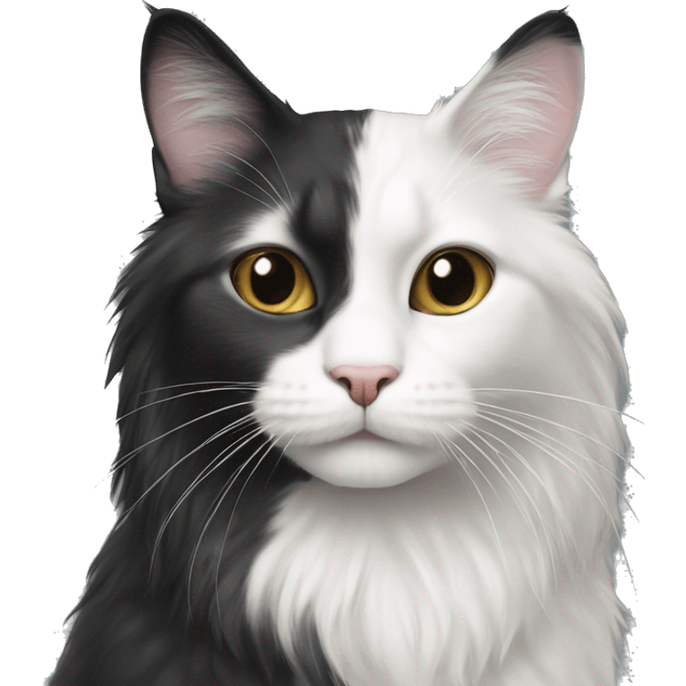 half black and half white long hair cat emoji