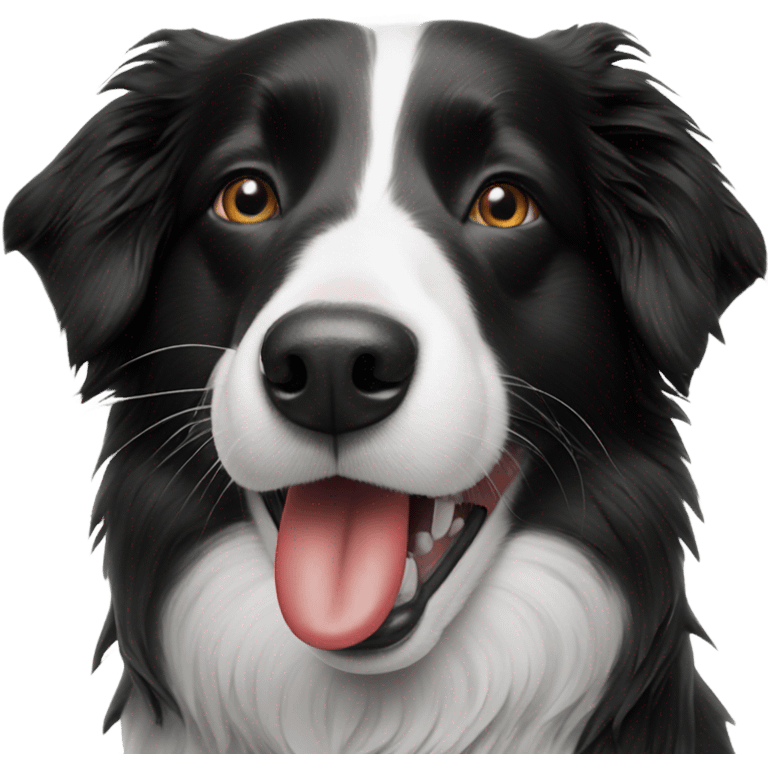 Black and white border collie smoking a cigar emoji