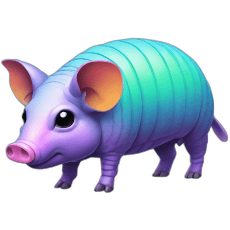 Vaporwave spotted cyan purple green orange gradient pig armadillo cow centipede insect emoji