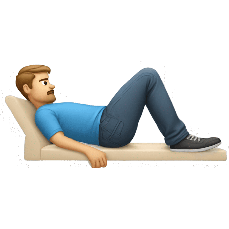 A white guy laid down doing the constructive rest Alexander Technique position. emoji