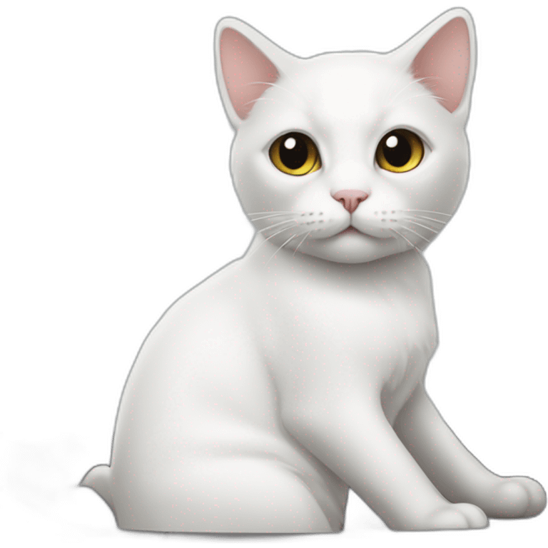 White cat with grey marks in a Cabrio  emoji