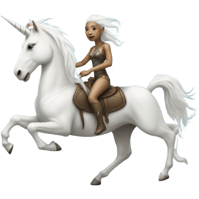 an Amazon female alien on a white unicorn emoji