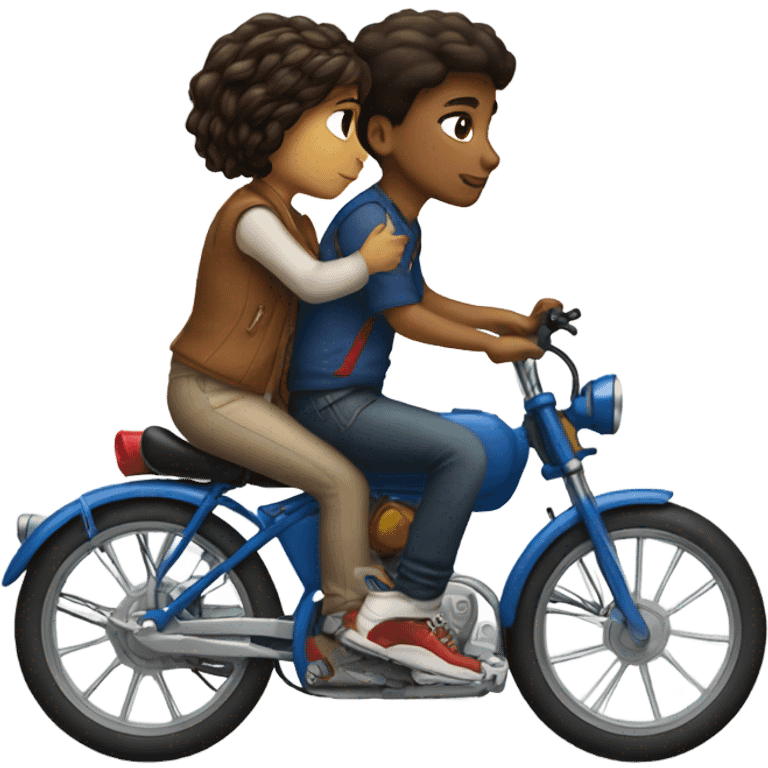 tomboy girl kissing boy on a bike emoji