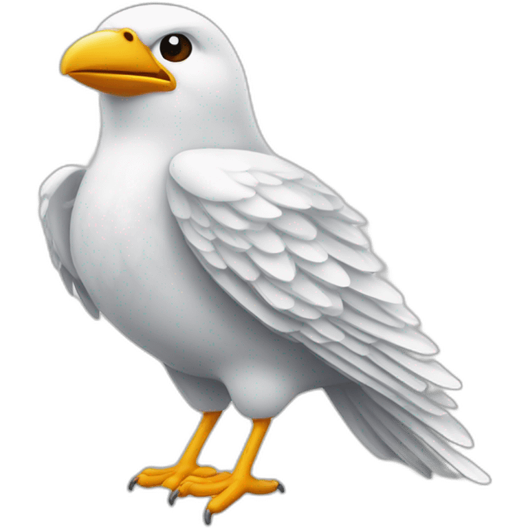 Oiseau blanc de face qui écarte grand les ailes  emoji