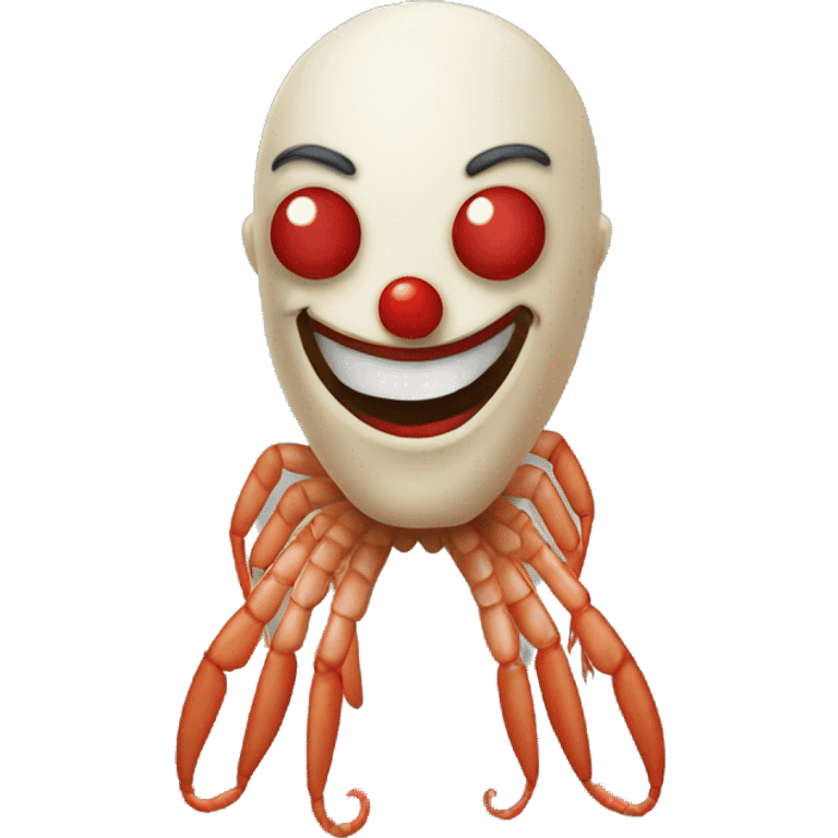 Shrimp with full face of clown emoji