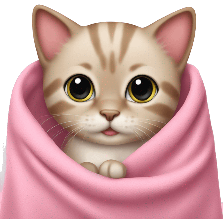 Cute kitten in pink blanket emoji