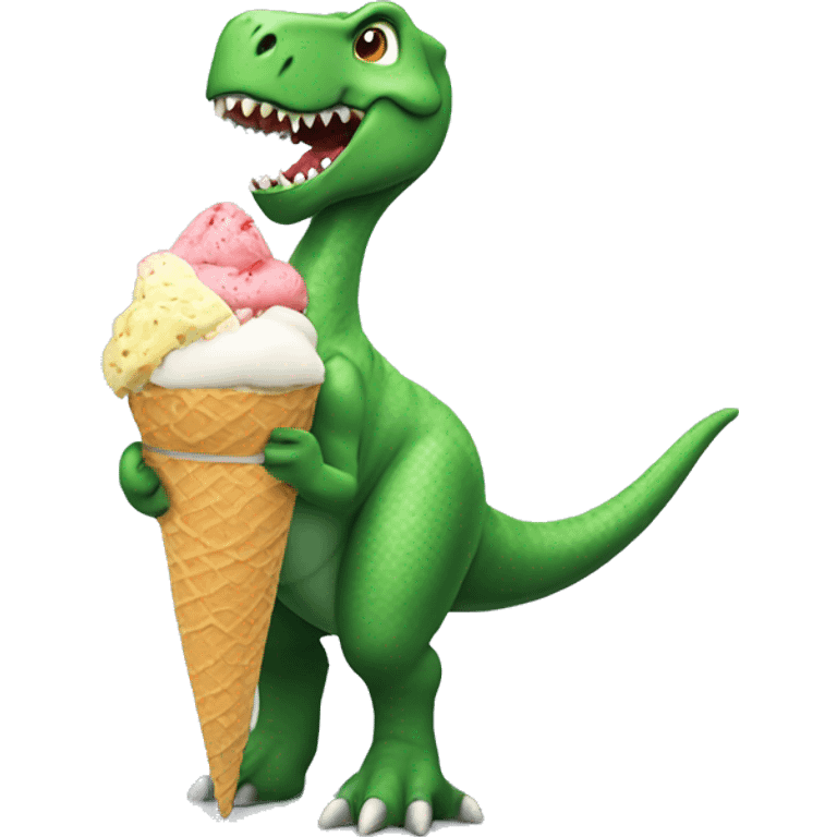 dinosaur eating ice cream emoji