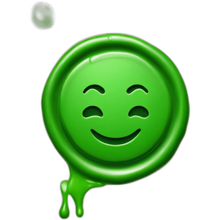 green wax stamp with tick no face emoji