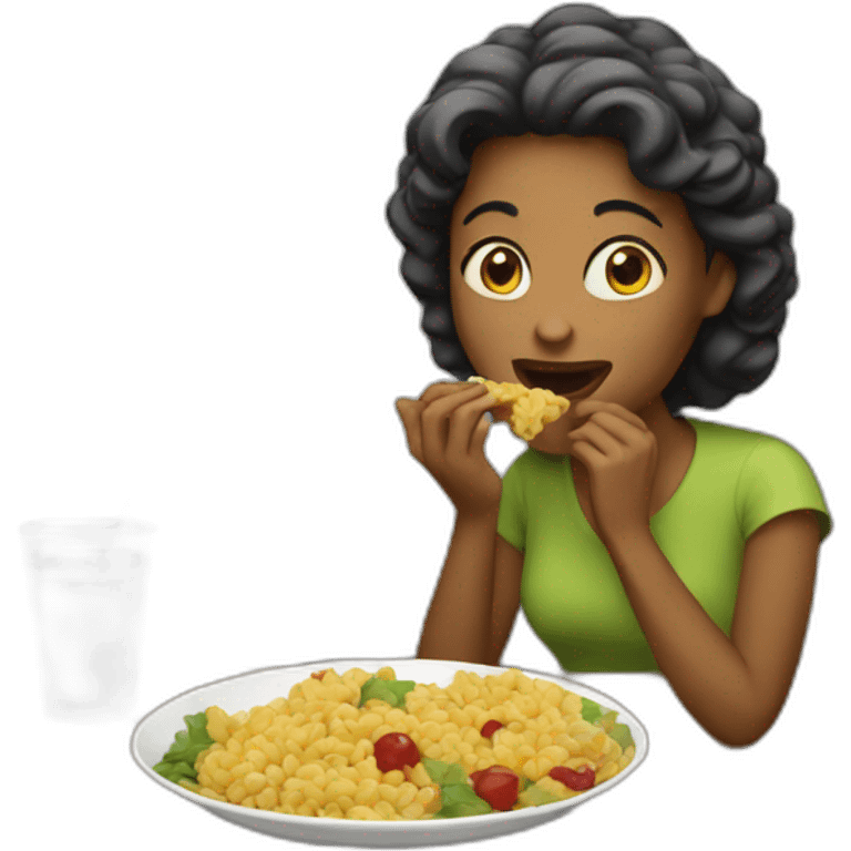 Woman eating emoji