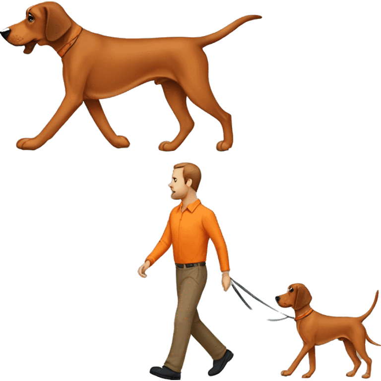 wearing orange shirt coonhound walking emoji