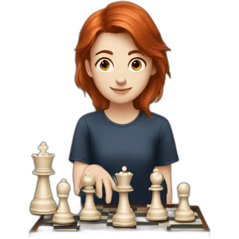 Auburn hair playing chess emoji