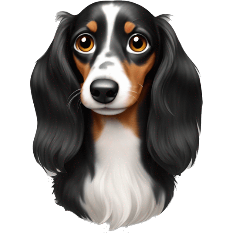 Black and white spotted dachshund long hair emoji