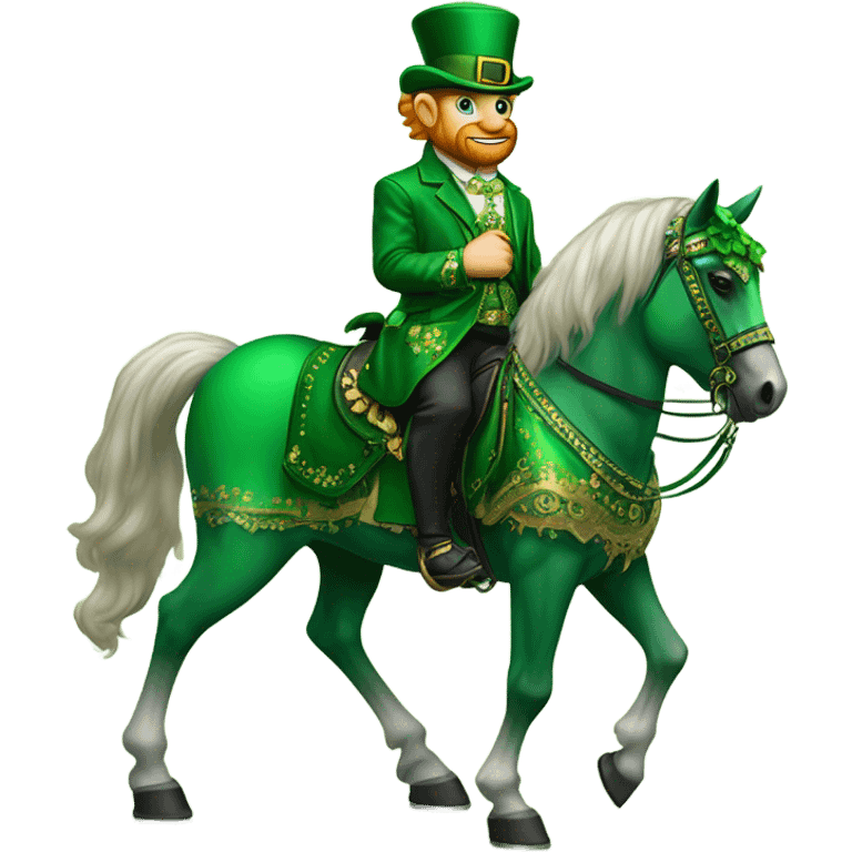 Leprechaun riding  gala horse emoji