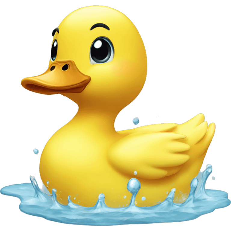 yellow small duck playing in water emoji